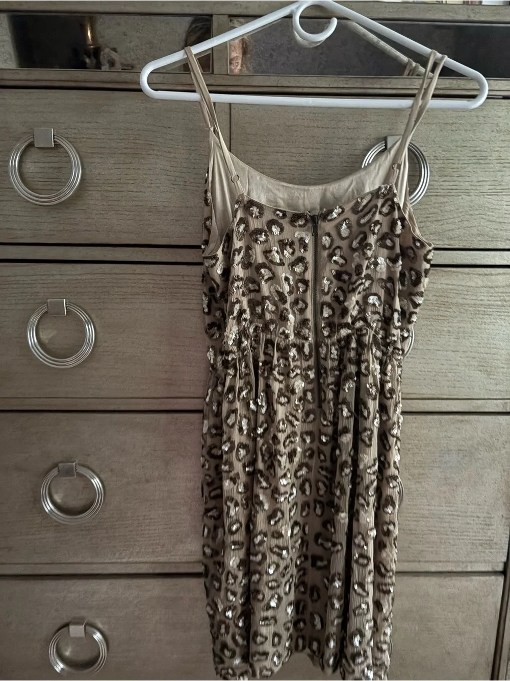 Alice + Olivia Taupe Leopard Sequin Mini Dress - Picture 3 of 7